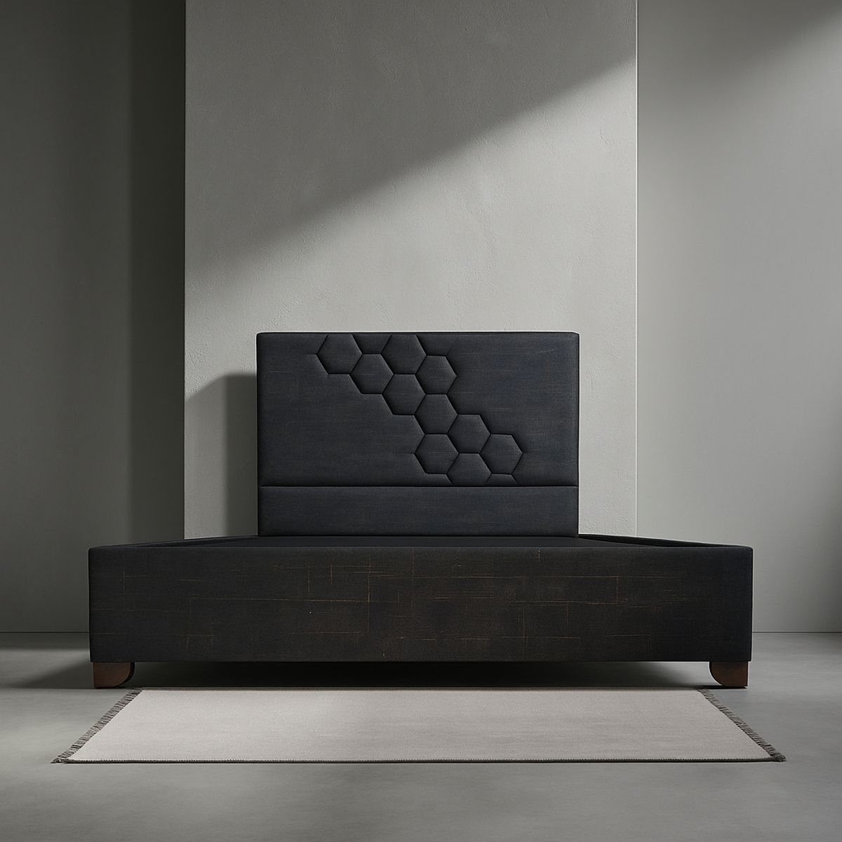 GENERICO - Basecama dividida Gris plomo de 140 y cabecero geometry (cama Doble)