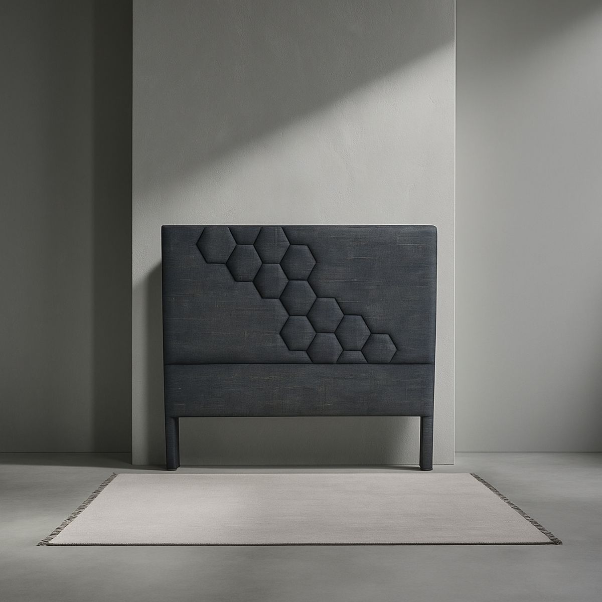 GENERICO - Basecama dividida Gris plomo de 140 y cabecero geometry (cama Doble)