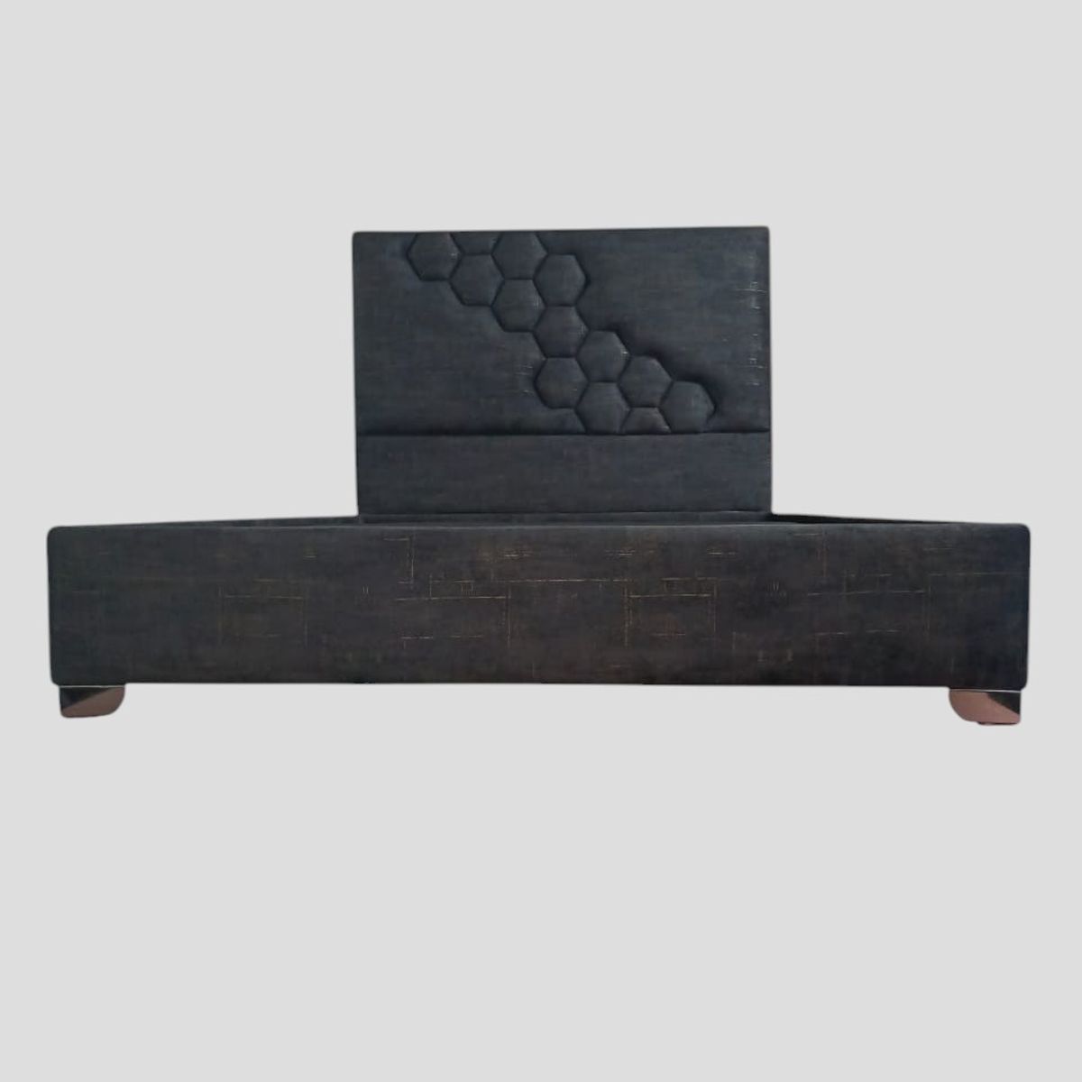 GENERICO - Basecama dividida Gris plomo de 200 y cabecero geometry (cama King)