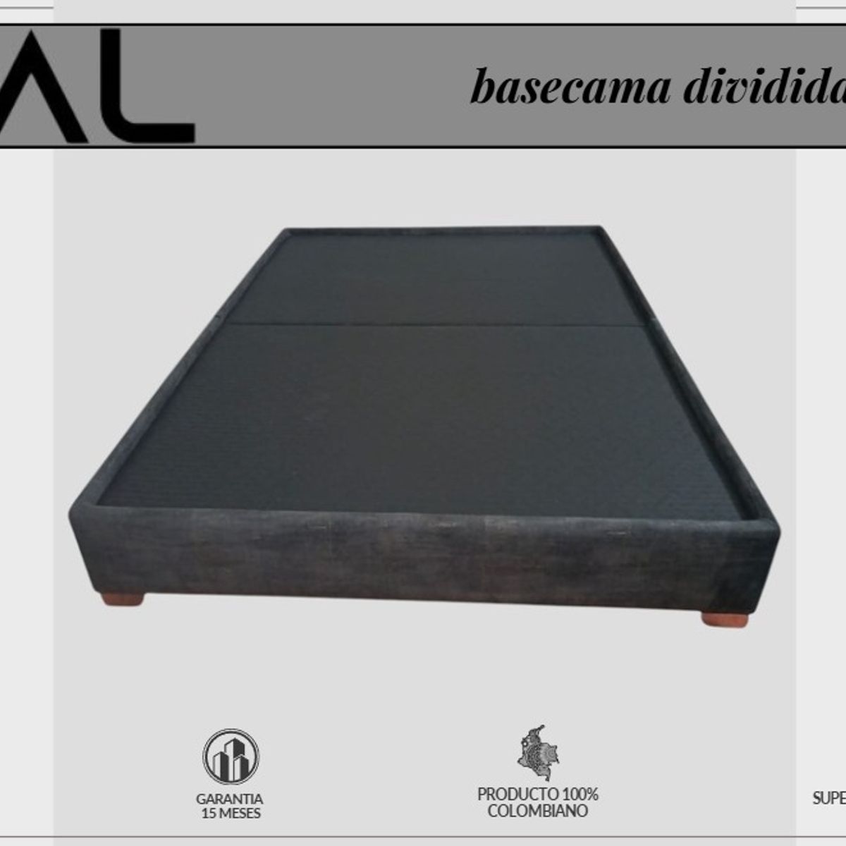 GENERICO - Basecama Gris Plomo 200 (cama King)