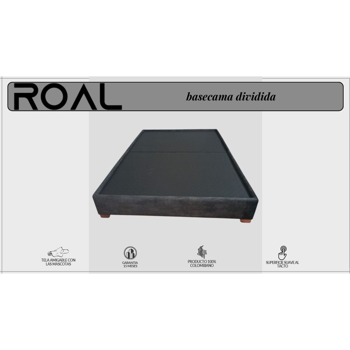 GENERICO - Basecama Gris Plomo 200 (cama King)