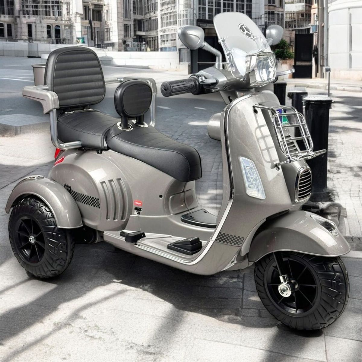 GENERICO - Moto Electrica Con Bluetooth Para Niños 2 Asientos Color Gris