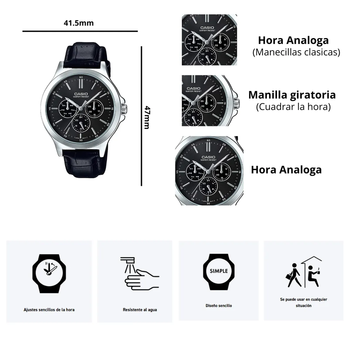 CASIO - Reloj Casio MTP-V300L-1A Caballero Elegante