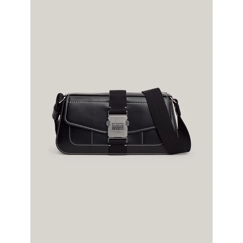 TOMMY HILFIGER - Bolso negro cruzado Utility con solapa Tommy Hilfiger