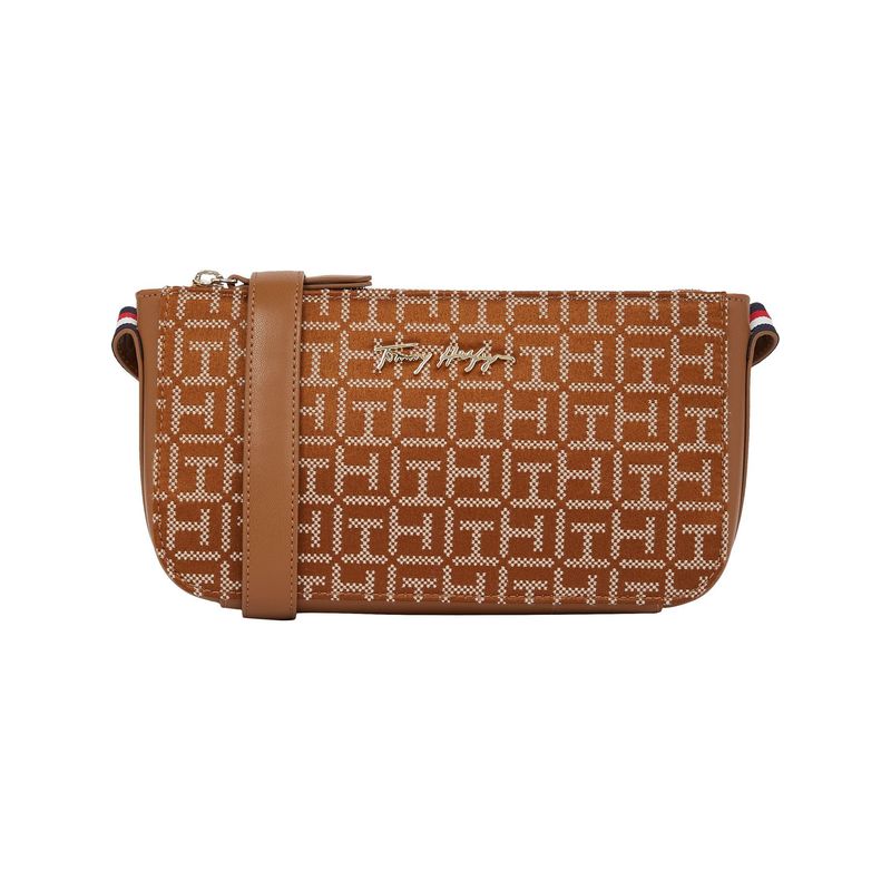 TOMMY HILFIGER - Canguro chocolate con solapa Tommy Hilfiger