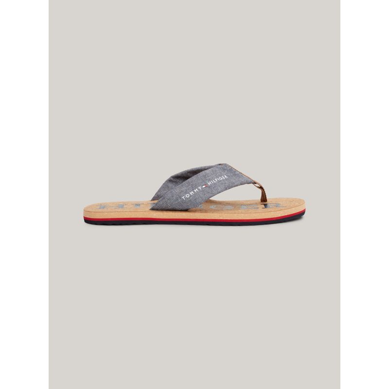 TOMMY HILFIGER - Sandalias azul de lino con suela de corcho Tommy Hilfiger