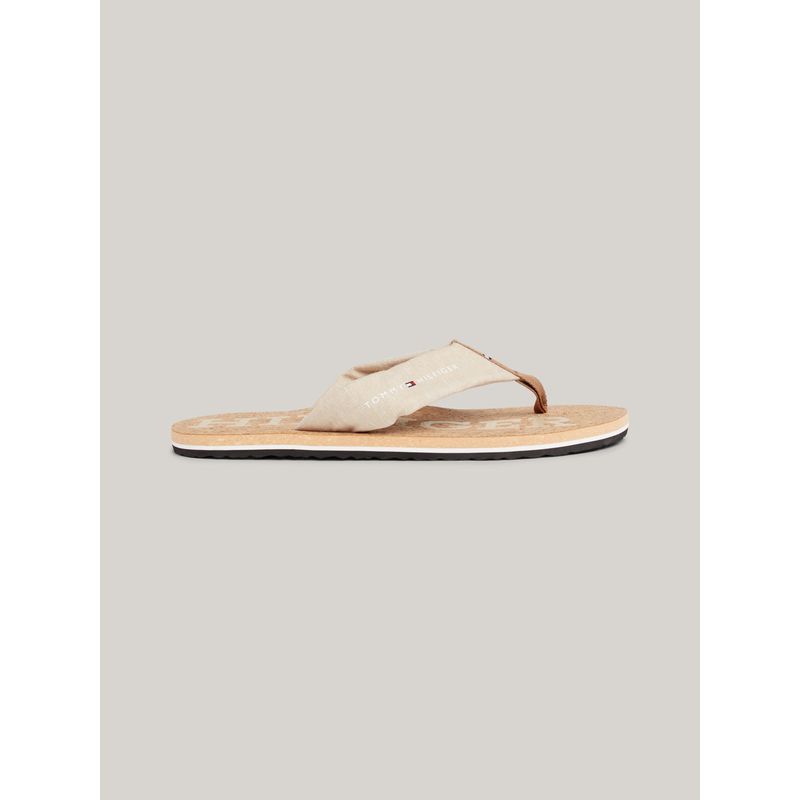 TOMMY HILFIGER - Sandalias beige de lino con suela de corcho Tommy Hilfiger
