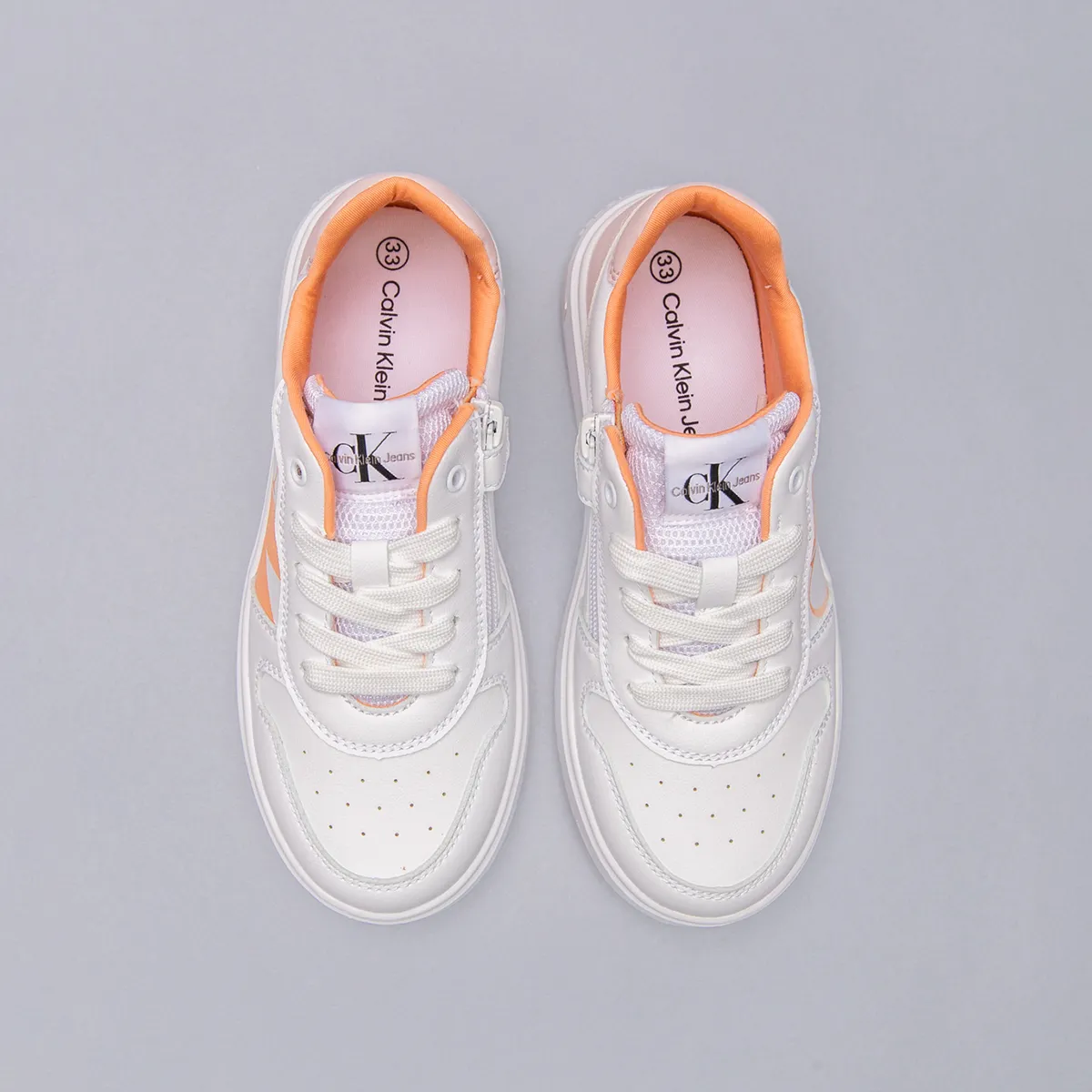 CALVIN KLEIN - Tenis Blanco Niña De Corte Bajo Con Cordones Calvin Klein