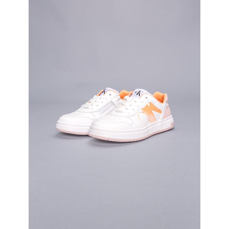 CALVIN KLEIN - Tenis Blanco Niña De Corte Bajo Con Cordones Calvin Klein