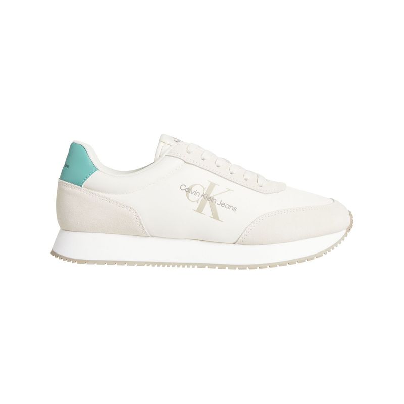CALVIN KLEIN - Tenis blanco retro runner con monograma Calvin Klein