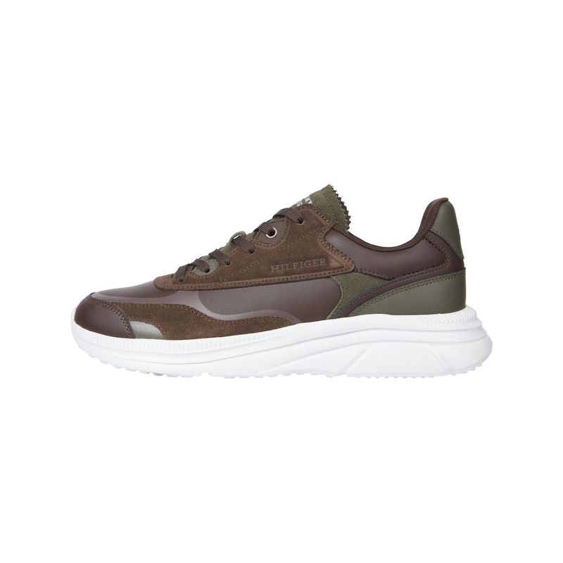 TOMMY HILFIGER - Tenis marrón de running con mezcla de texturas Tommy Hilfiger
