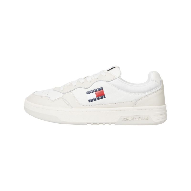 TOMMY HILFIGER - Tenis beige de cuero color block Tommy Hilfiger