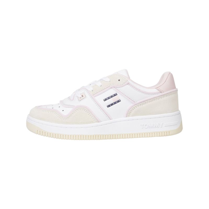 TOMMY HILFIGER - Tenis blanco de baloncesto con texturas mixtas Tommy Hilfiger