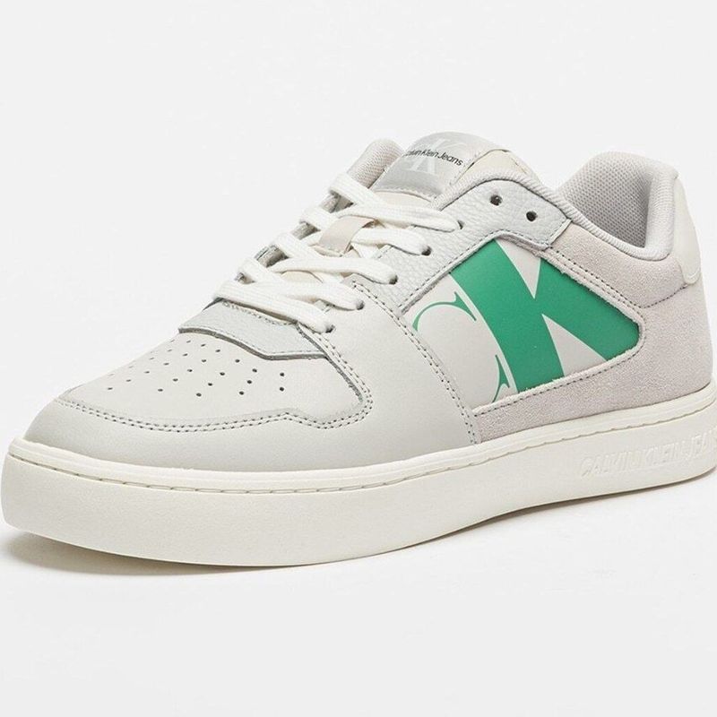 CALVIN KLEIN - Tenis gris clásicos con detalle de gamuza Calvin Klein