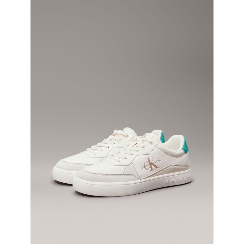 CALVIN KLEIN - Tenis blanco de cuero Calvin Klein