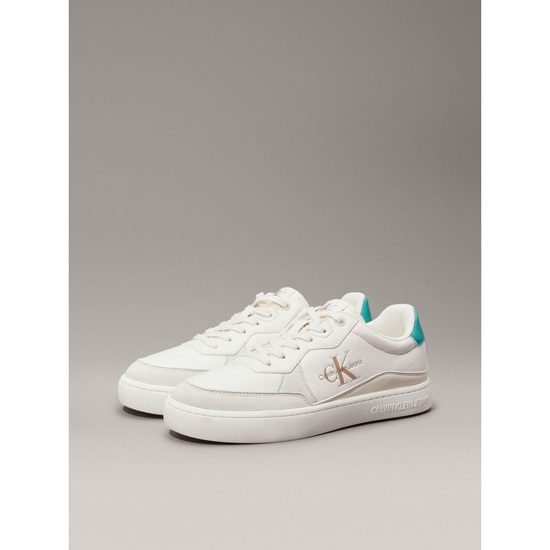 CALVIN KLEIN - Tenis blanco de cuero Calvin Klein