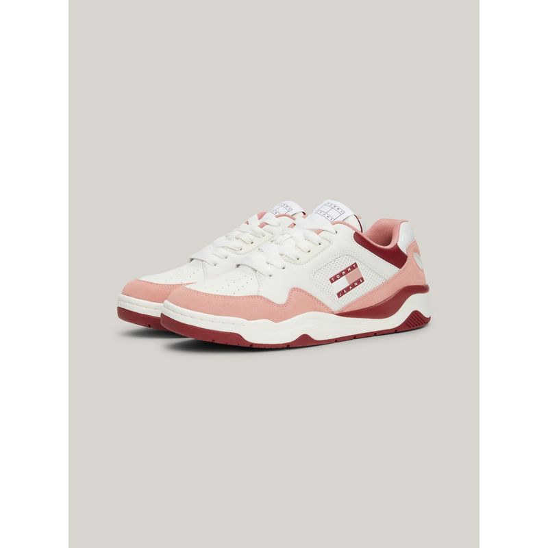 TOMMY HILFIGER - Tenis rosa de cuero con toques de color Tommy Hilfiger