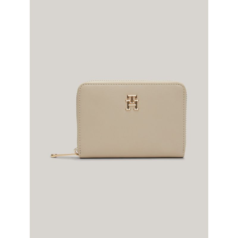 TOMMY HILFIGER - Billetera beige Chic mediana con cremallera Tommy Hilfiger
