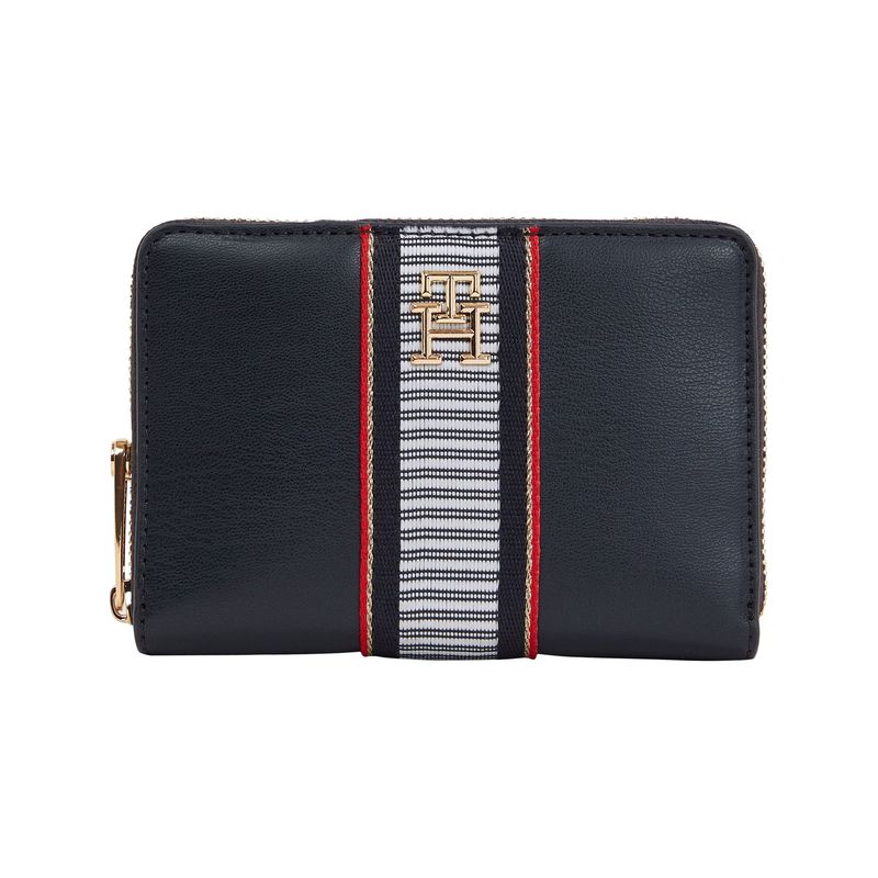 TOMMY HILFIGER - Billetera Azul Mediana Con Cremallera y Monograma Tommy Hilfiger
