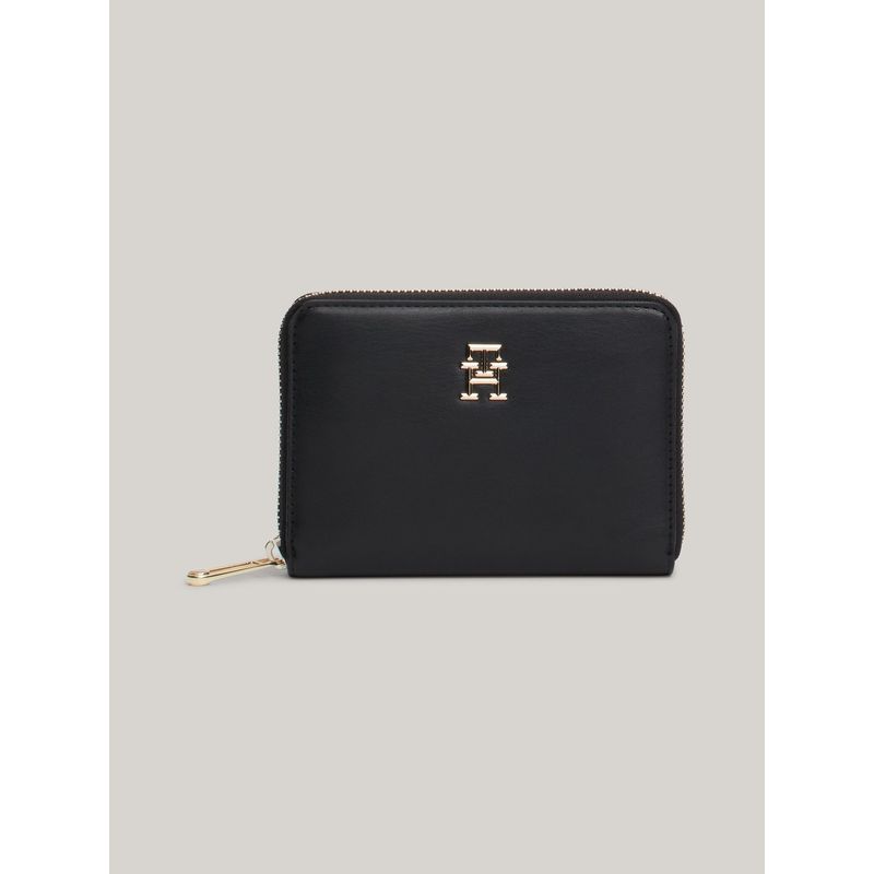 TOMMY HILFIGER - Billetera negra Chic mediana con cremallera Tommy Hilfiger
