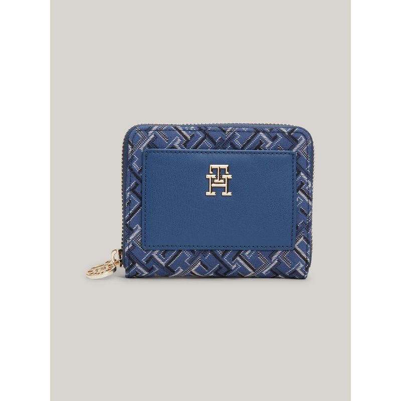 TOMMY HILFIGER - Billetera azul de lona en jacquard con cremallera Tommy Hilfiger