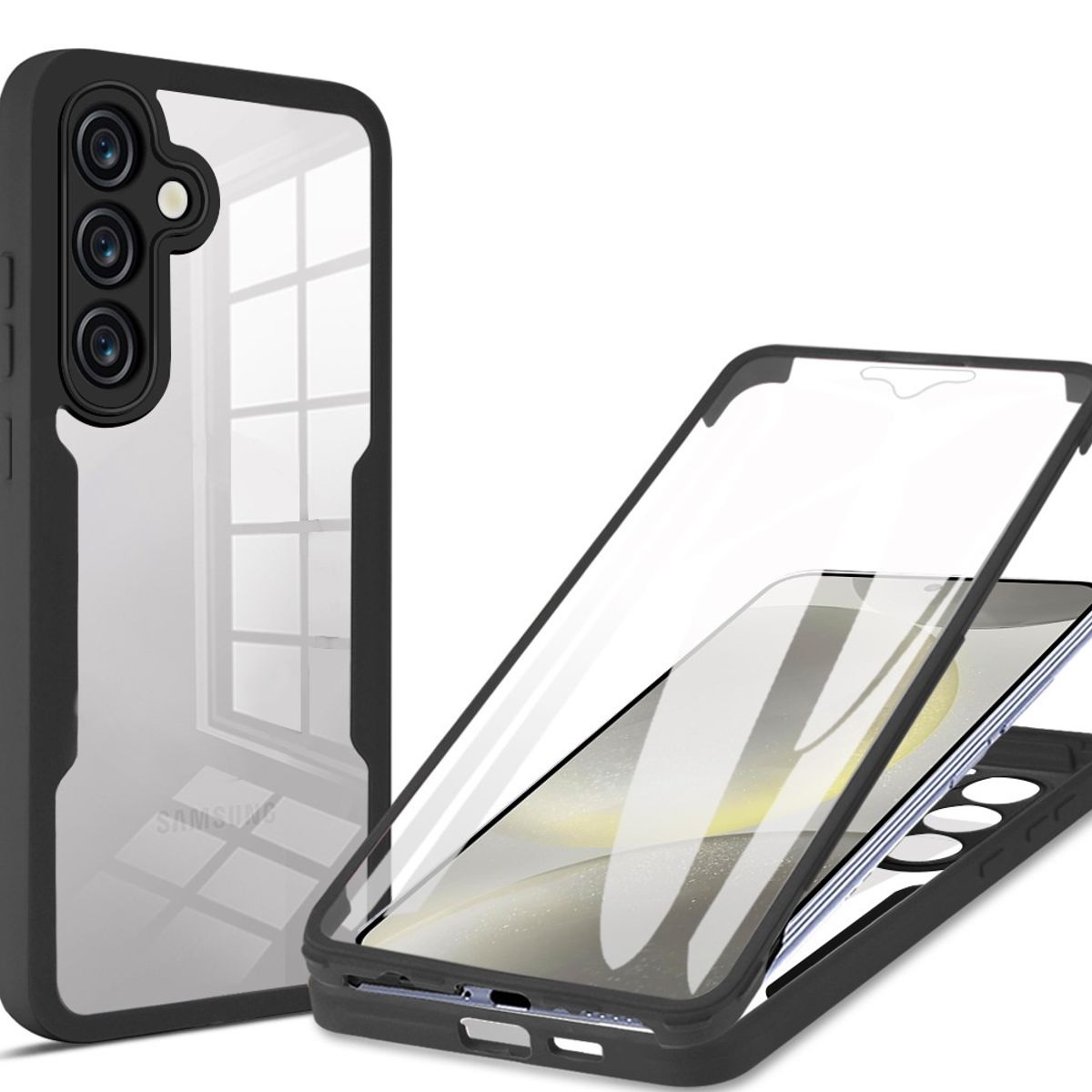 GENERICO - Estuche Protector Case Funda 2 En 1 Full 360 Para Samsung S24 FE Negro