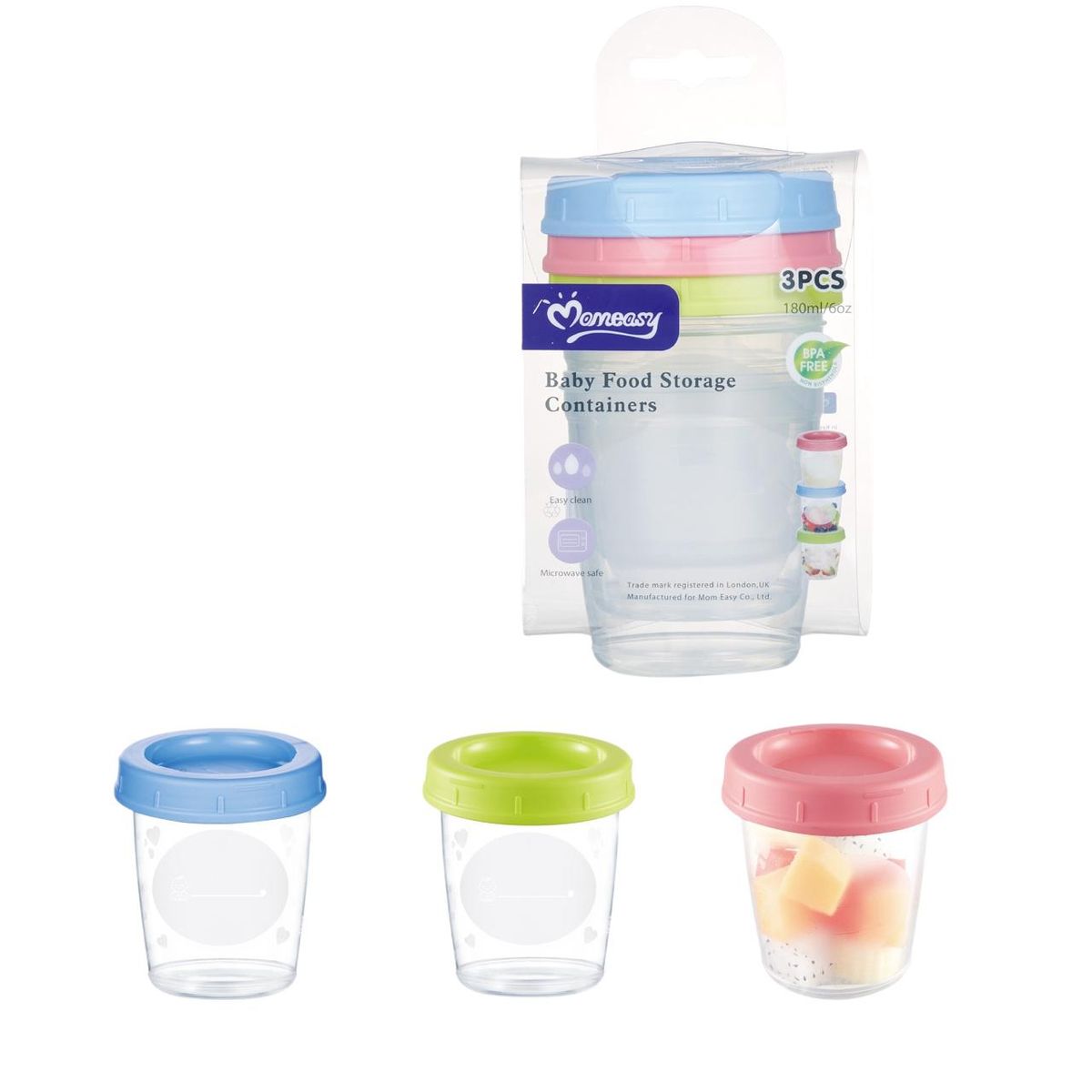 GENERICO - Set X3 Tarritos Vasos 6 Onz Almacenamiento Comida Bebe