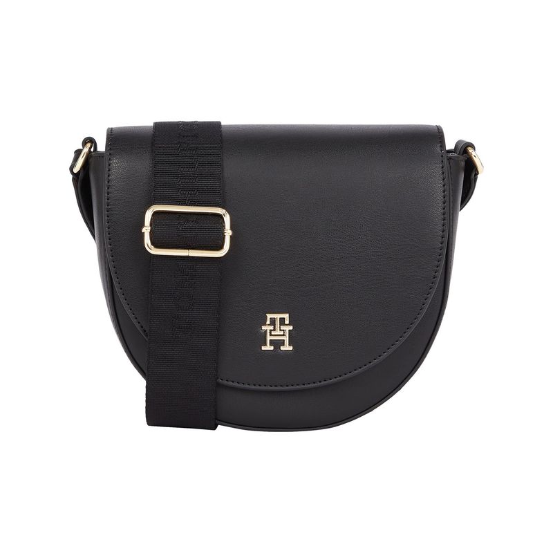 TOMMY HILFIGER - Bolso negro cruzado im latam con solapa Tommy Hilfiger