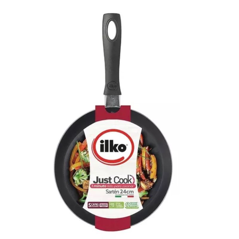 GENERICO - Sartén Ilko Antiadherente Aluminio 24 Cm Con Tapa De Vidrio