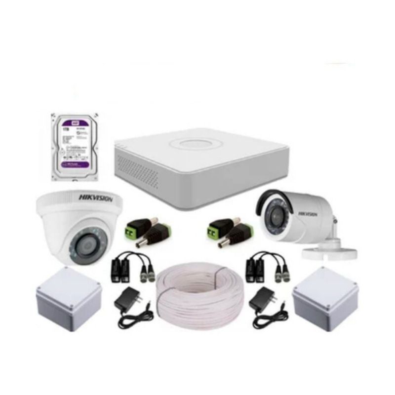 HIKVISION - Kit Hikvision DVR 4ch + 2 Cámaras 1080p + Disco Duro 1tb