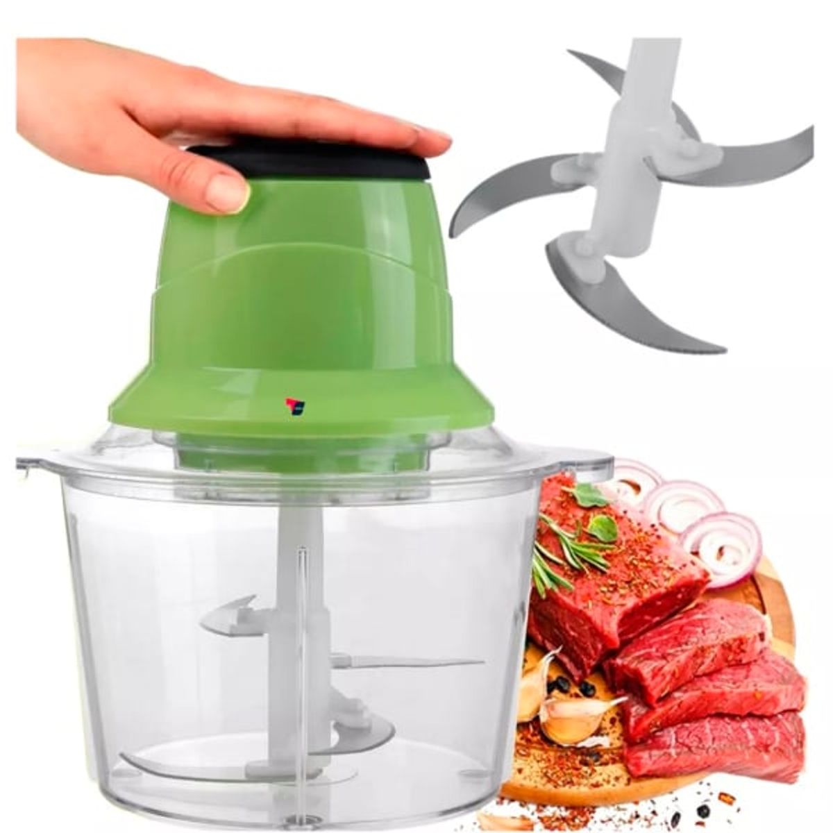 GENERICO - Picador Eléctrico Multifuncional Carne Verduras Acero Inoxid