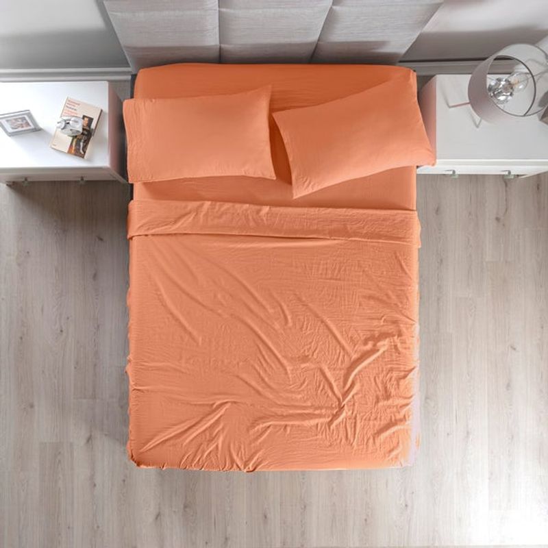 VIANNEY - Sábanas Viasoft Washed Coral Queen Size Vianney
