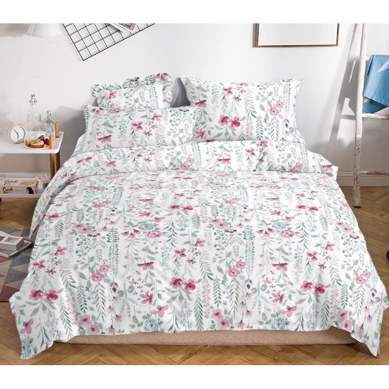 GENERICO - Duvet Doble Faz - Funda de Plumón Doble Verde Flores.