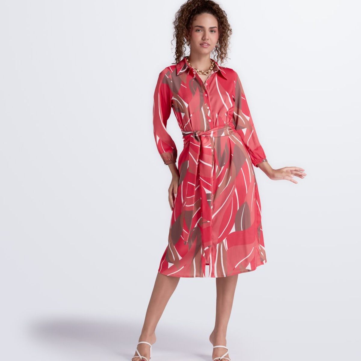 DEREK - Vestido Corto Para Mujer Manga Larga Estampado Derek