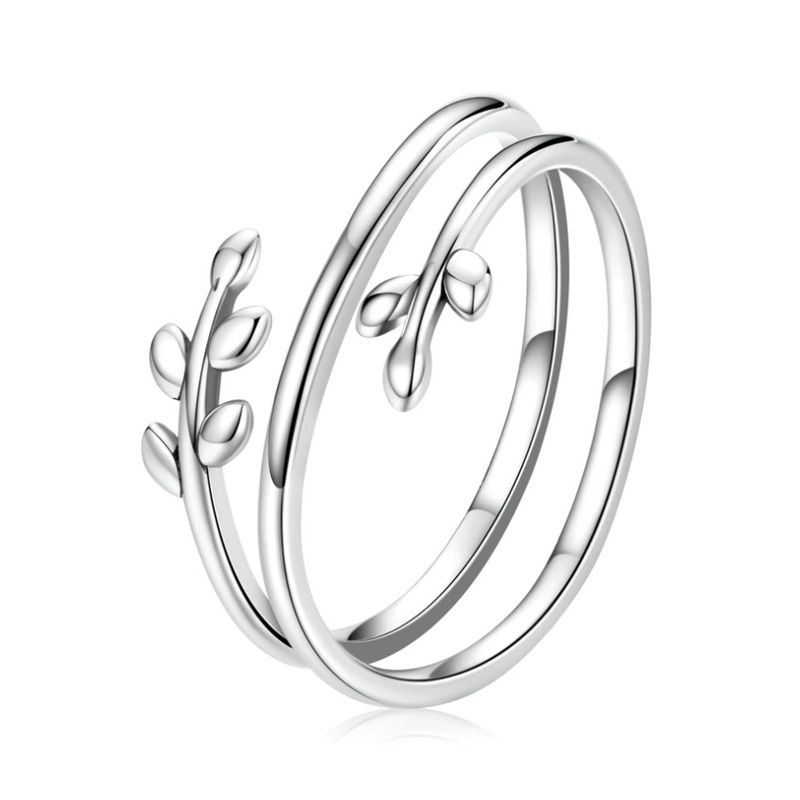 ALHAJAS - Anillo Alhajas Ajustable Para Mujer Hoja Doble En Plata 925