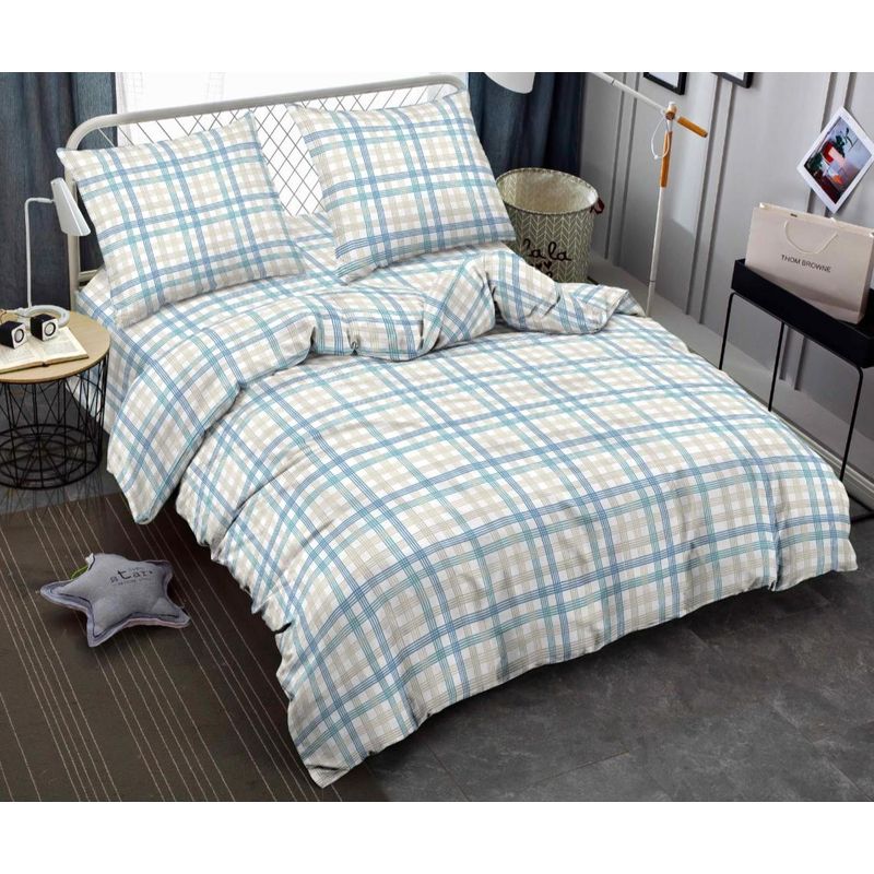 GENERICO - Duvet Doble Faz - Funda de Plumón Sencillo Verde Cuadros.