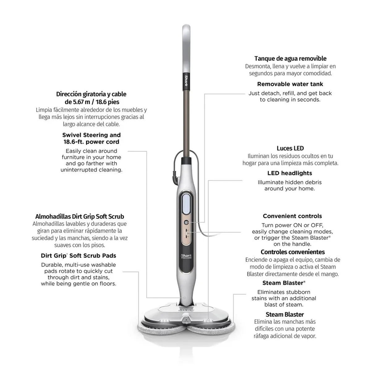 SHARK - Shark Trapeador de Vapor para Limpiar y Desinfectar