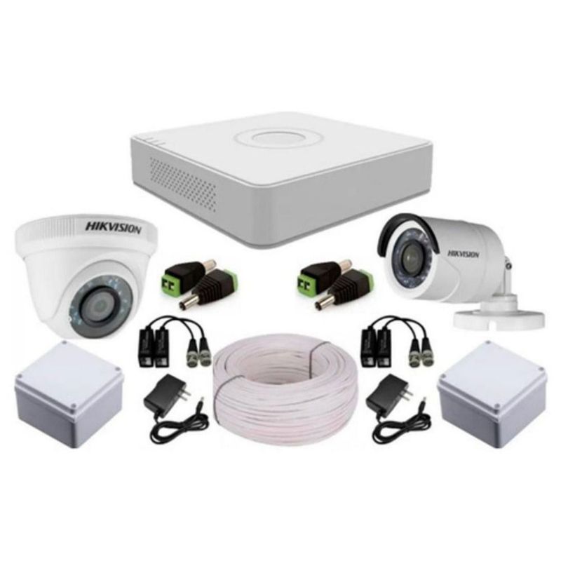 HIKVISION - Kit de seguridad Hikvision Dvr 4ch + 2 Cámaras 1080p + Cable