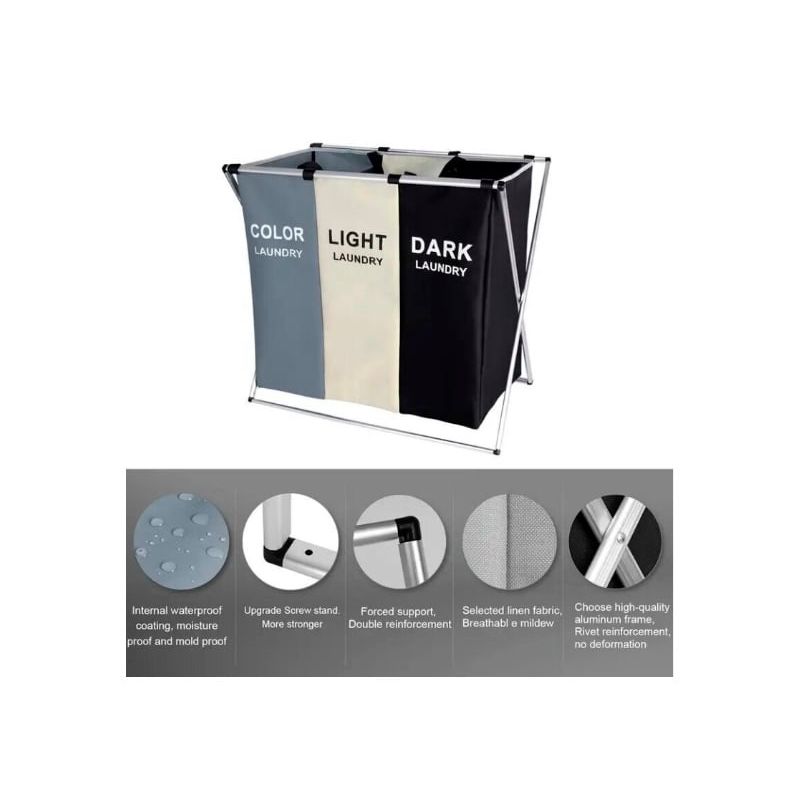 GENERICO - Organizador De Ropa Cesta Plegable 3 Espacios