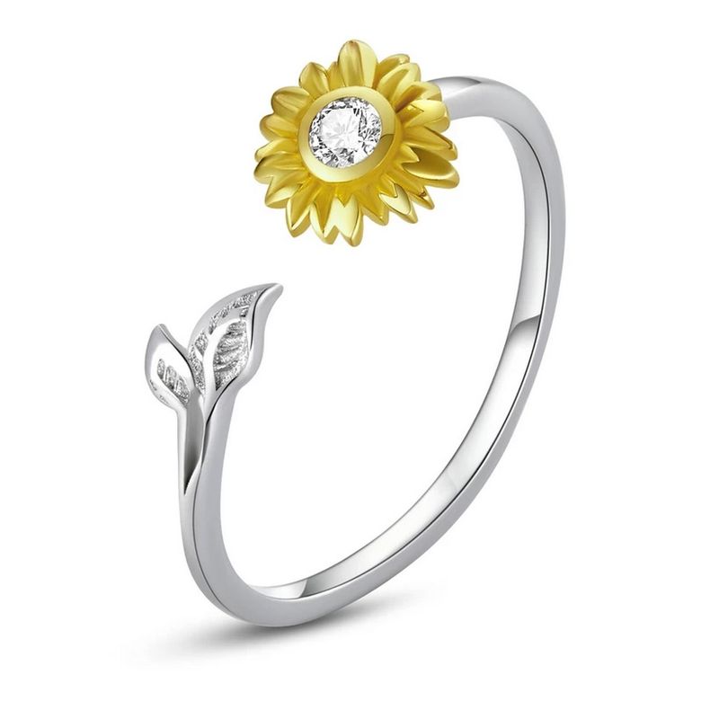 ALHAJAS - Anillo Alhajas Ajustable Para Mujer Flor Girasol En Plata 925