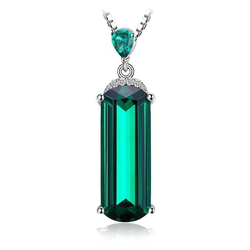 ALHAJAS - Collar Elegante Péndulo Para Mujer Con Esmeralda En Plata 925