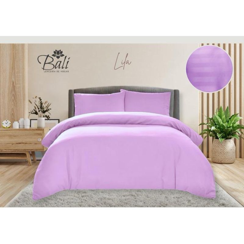 GENERICO - Duvet Doble Faz - Funda de Plumón KING Lila Flores
