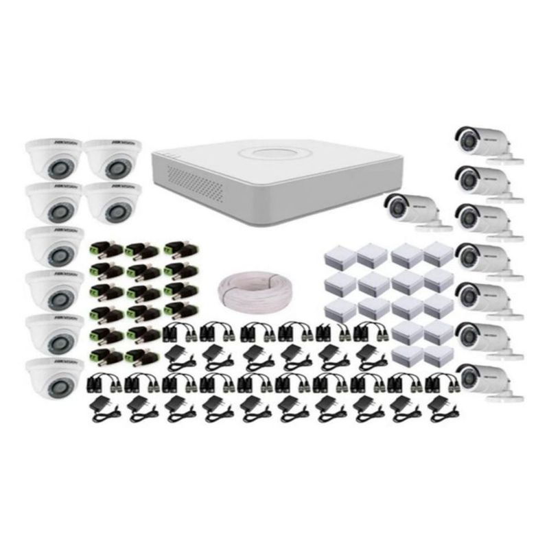 HILOOK - Kit de Seguridad Hikvision Dvr 16ch+16 Cámaras 1080p + Cable