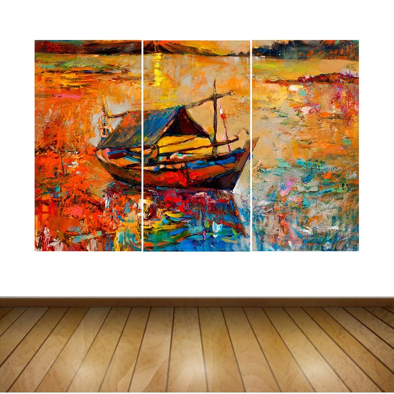 GENERICO - Cuadro de 3 Piezas con Marco, Imagen En vinilo adhesivo área 50x90cm