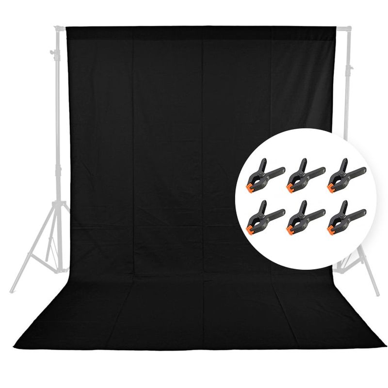 GENERICO - Fondo Negro para Estudio Fotográfico 3x6m con Pinzas