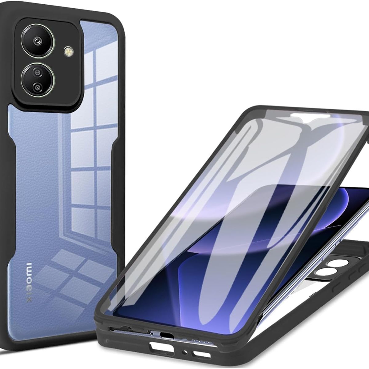 GENERICO - Estuche Protector Funda 2 En 1 360 Para Redmi 13C Negro