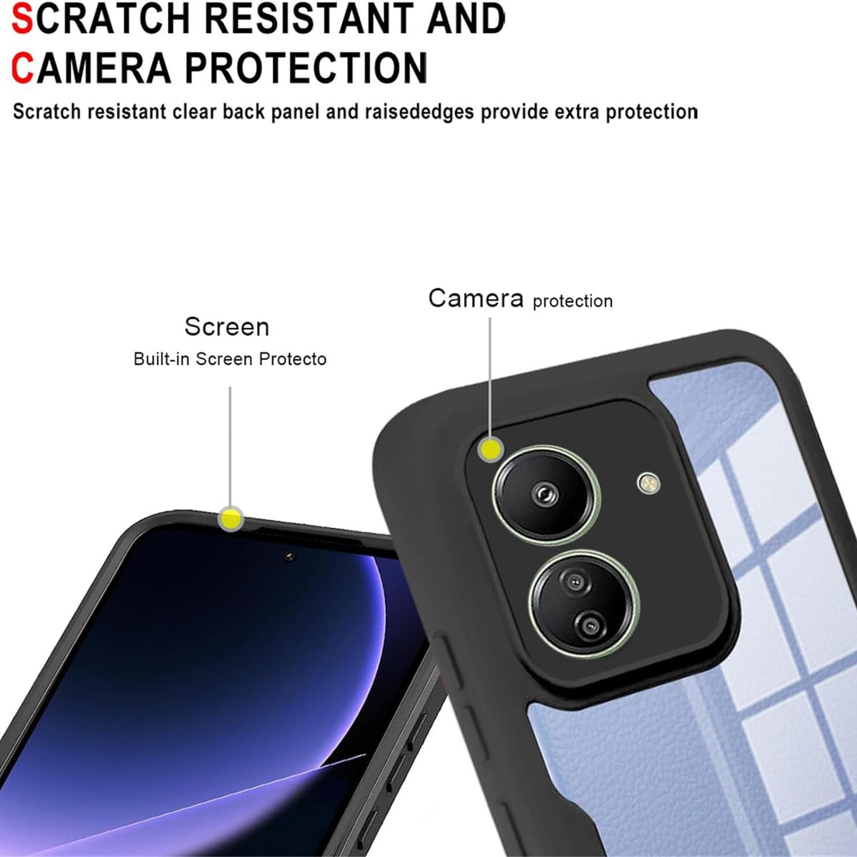 GENERICO - Estuche Protector Funda 2 En 1 360 Para Redmi 13C Negro