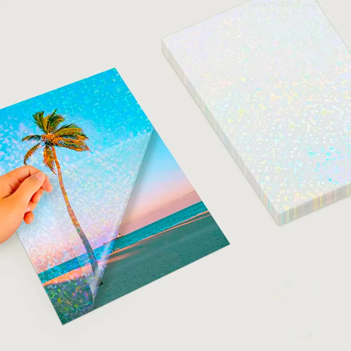 GENERICO - Papel Adhesivo Holográfico Laminación En Frio A4 X 20 Hojas