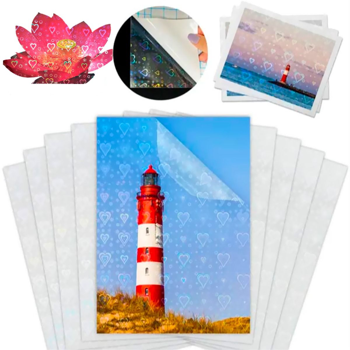 GENERICO - Papel Holográfico Stiker Laminado En Frio A4 X 20 Hojas