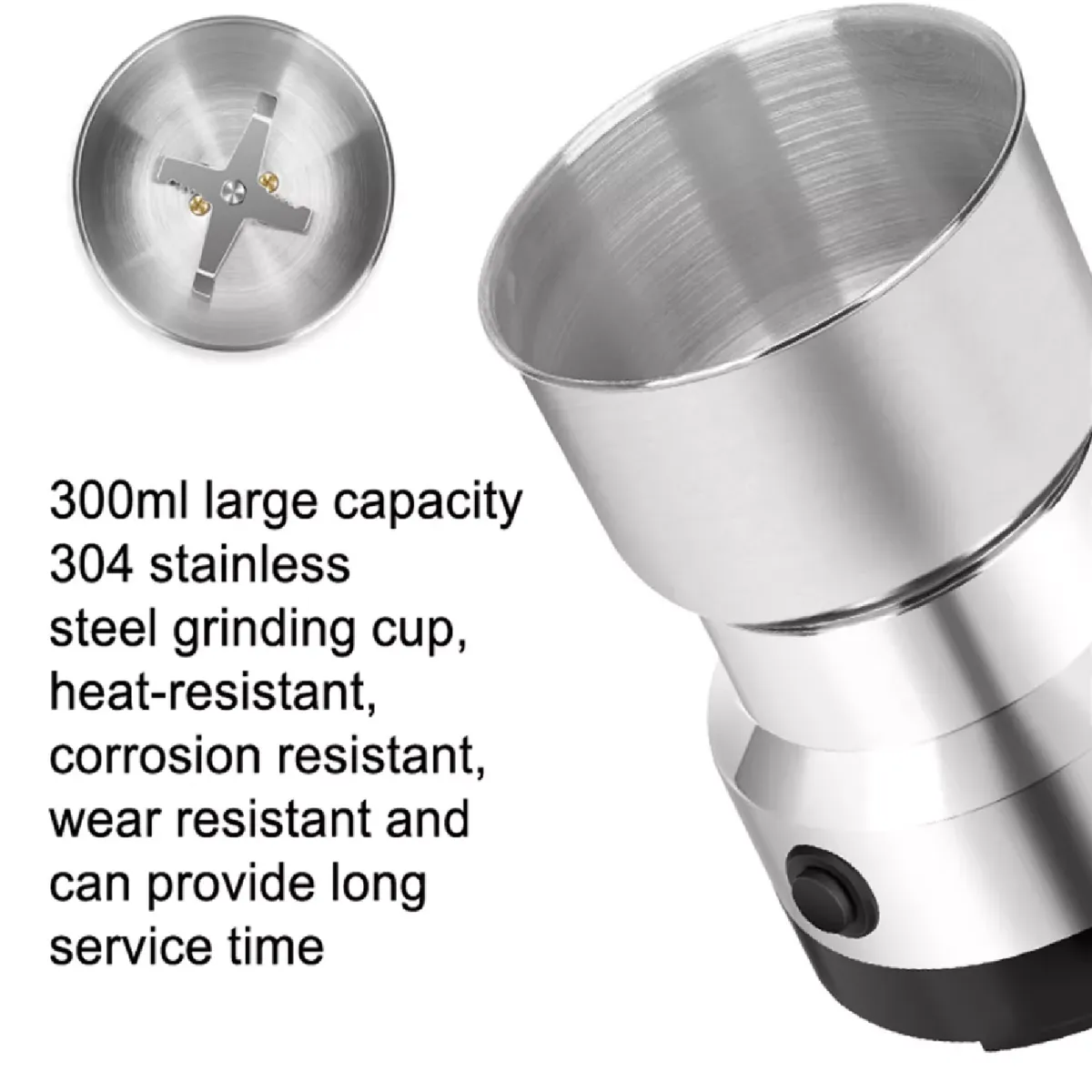 GENERICO - MOLINILLO DE CAFE ELECTRICO ACERO INOXIDABLE